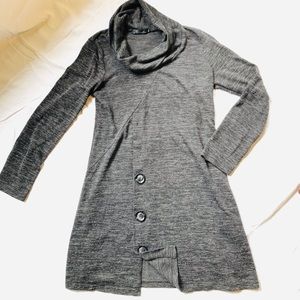 Cowl Neck Sweater Dress with‎ Buttons